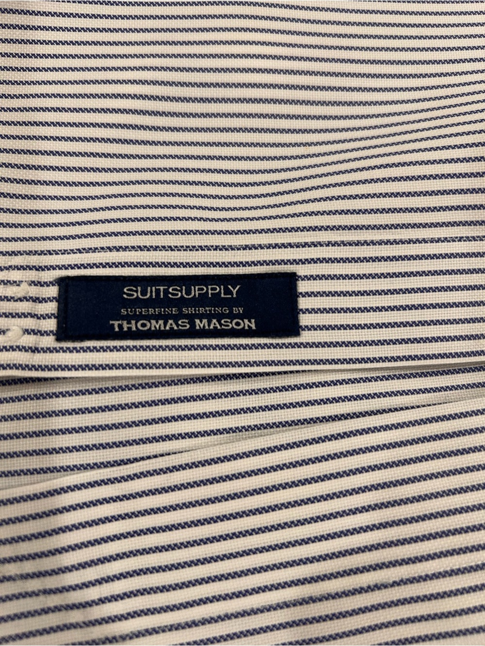 Suitsupply by Thomas Mason Navy and White Pinstripe Dress Shirt in EUC, 17L - Picture 2 of 7